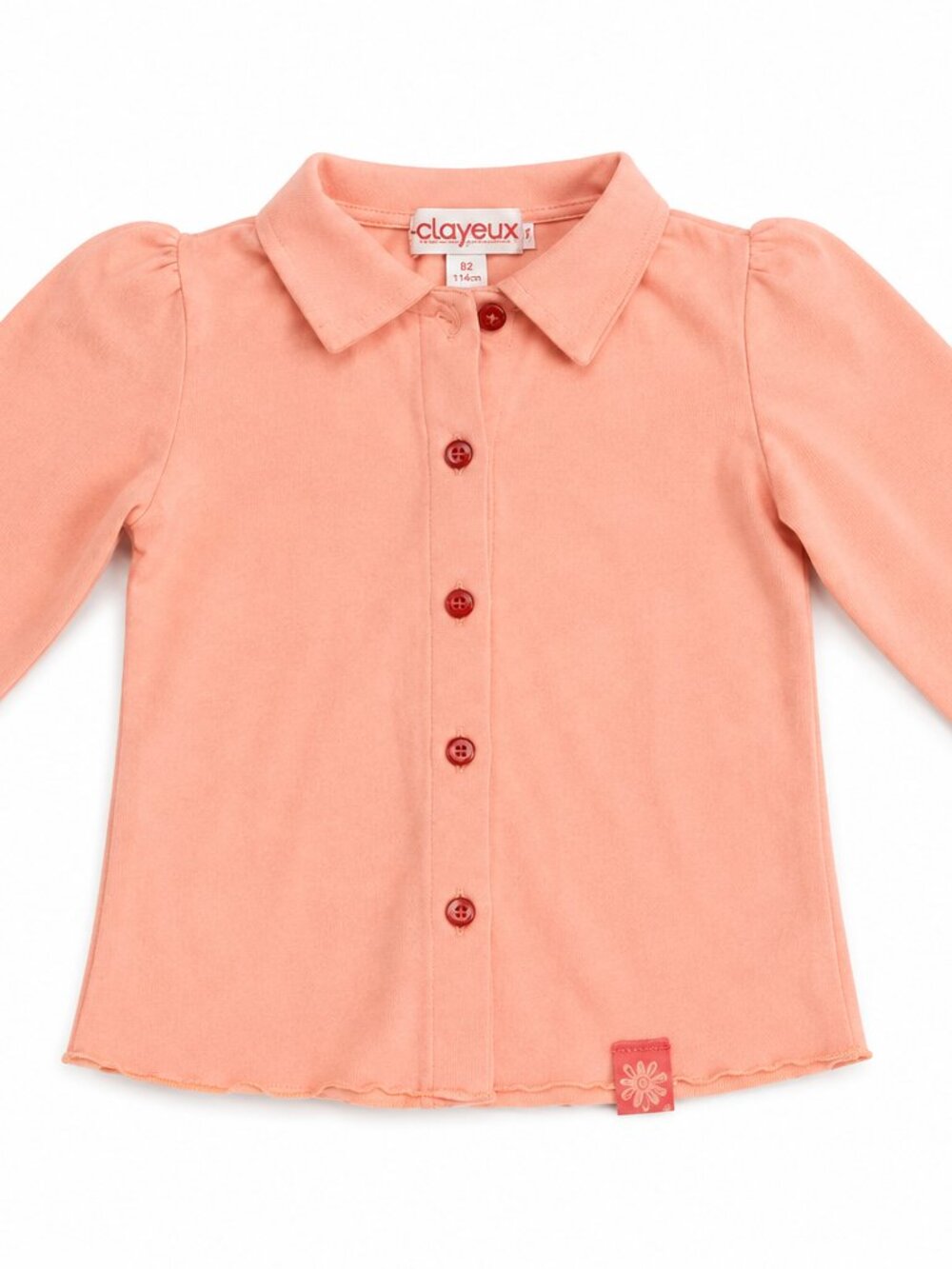 Clayeux, France Peach Long Sleeves Girls Blouse Top w/Collar NEW‎ sz 6 5T
